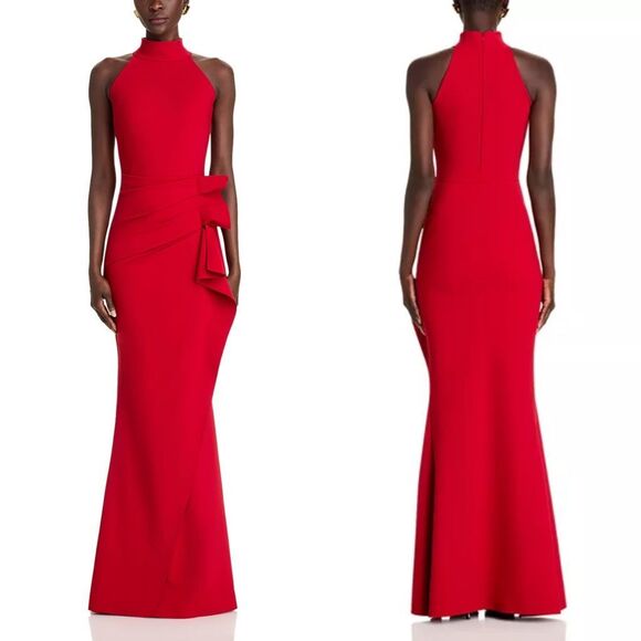 NWT CHIARA BONI LA PETITE ROBE Gudrum Halter Ruffle Gown Size 44(US8) $995 - Picture 1 of 11
